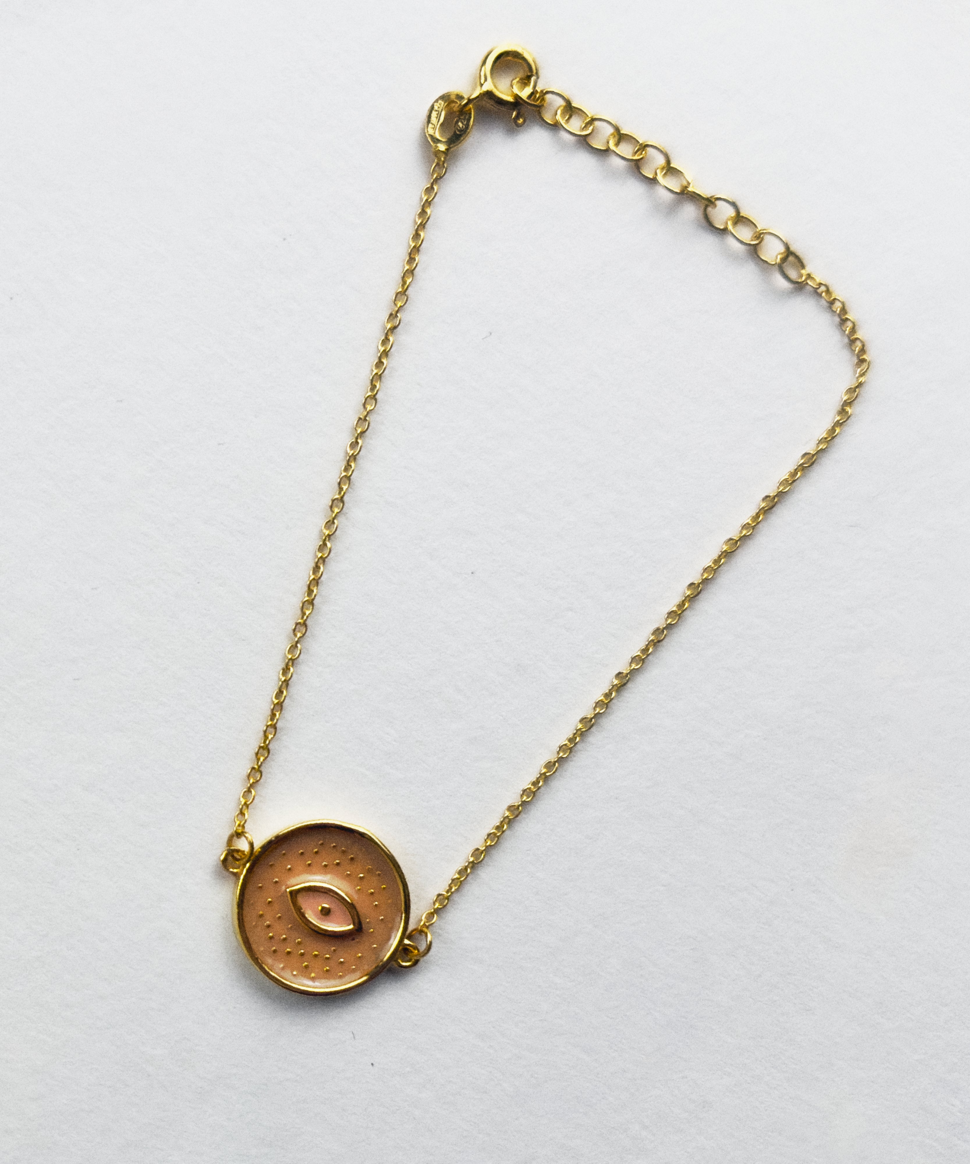 Feggeri-Mati-Evil-Eye-Pink-Enamel-Pendant-Cricle-Disc-Pendant-Chain-Bracelet