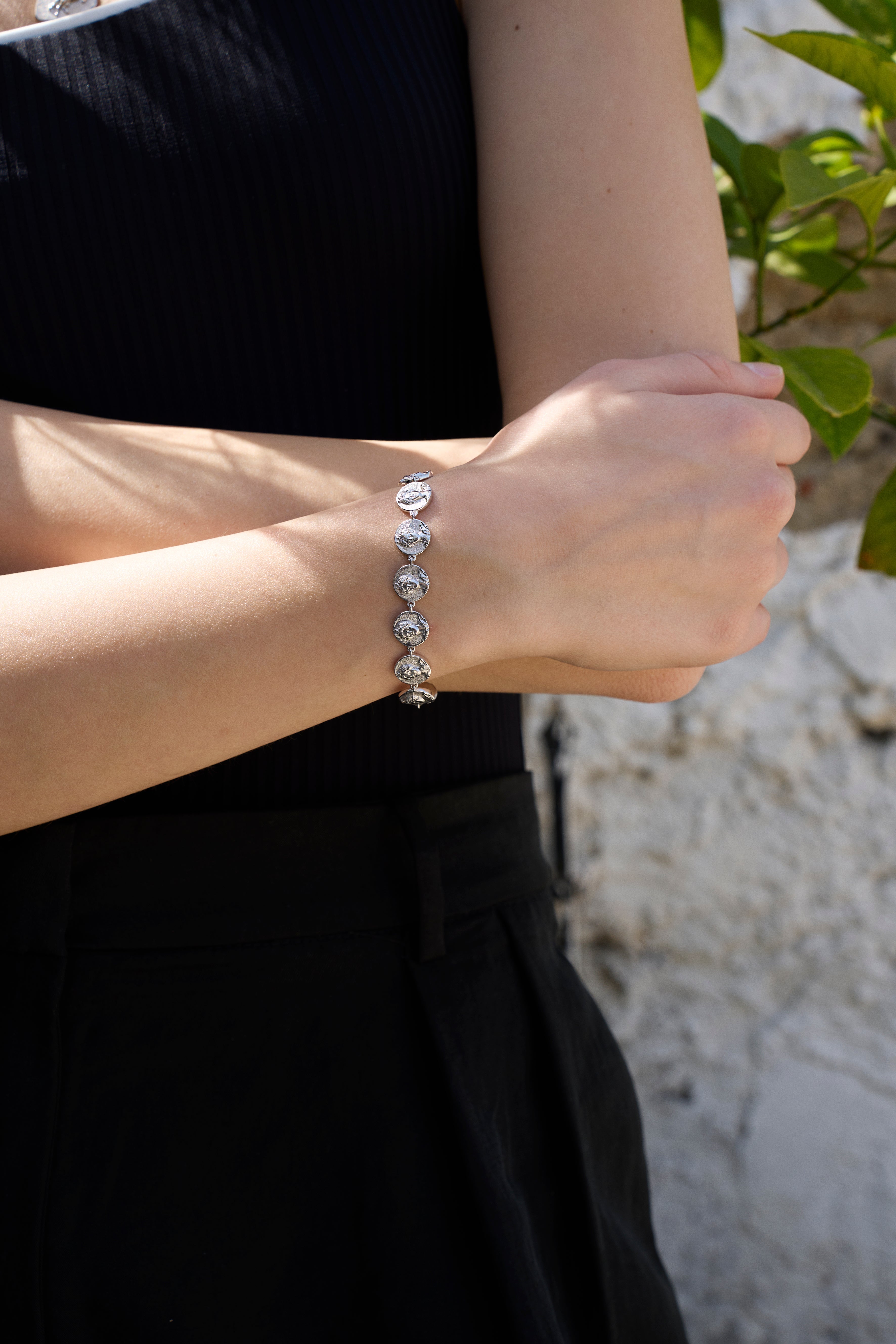 Feggeri-Selene-Charm-Coin-Bracelet-Silver