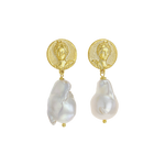 Feggeri-Selene-Earrings-Gold-Vermeil-Baroque-Pearl-Ancient-Vintage-Coin-Summer-Inspired-Ancient-Greece-Jewellery-Drop-Earrings