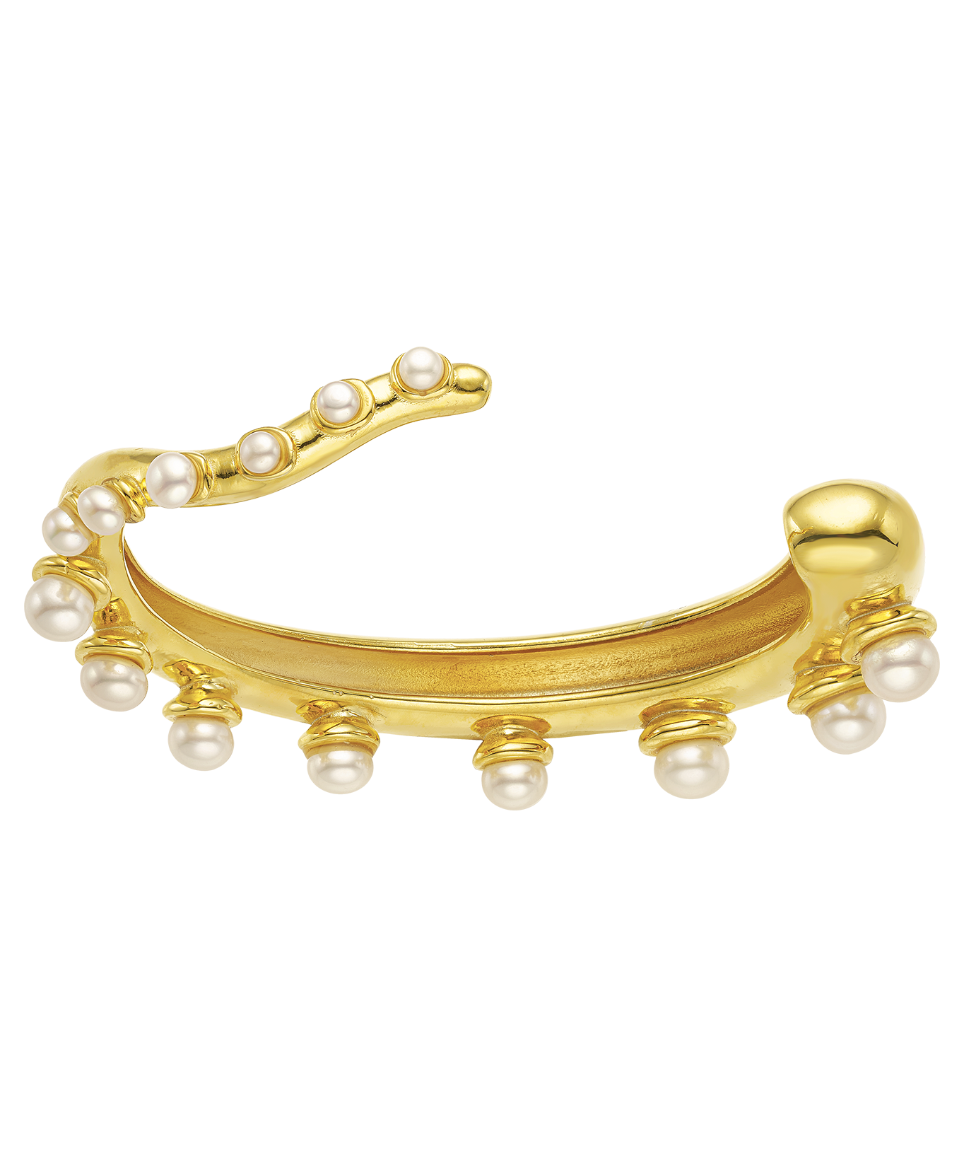Feggeri-okto-cuff-pearl-gold-vermeil-statement-evening-bracelet-bangle-marine-mediterrean-jewellery