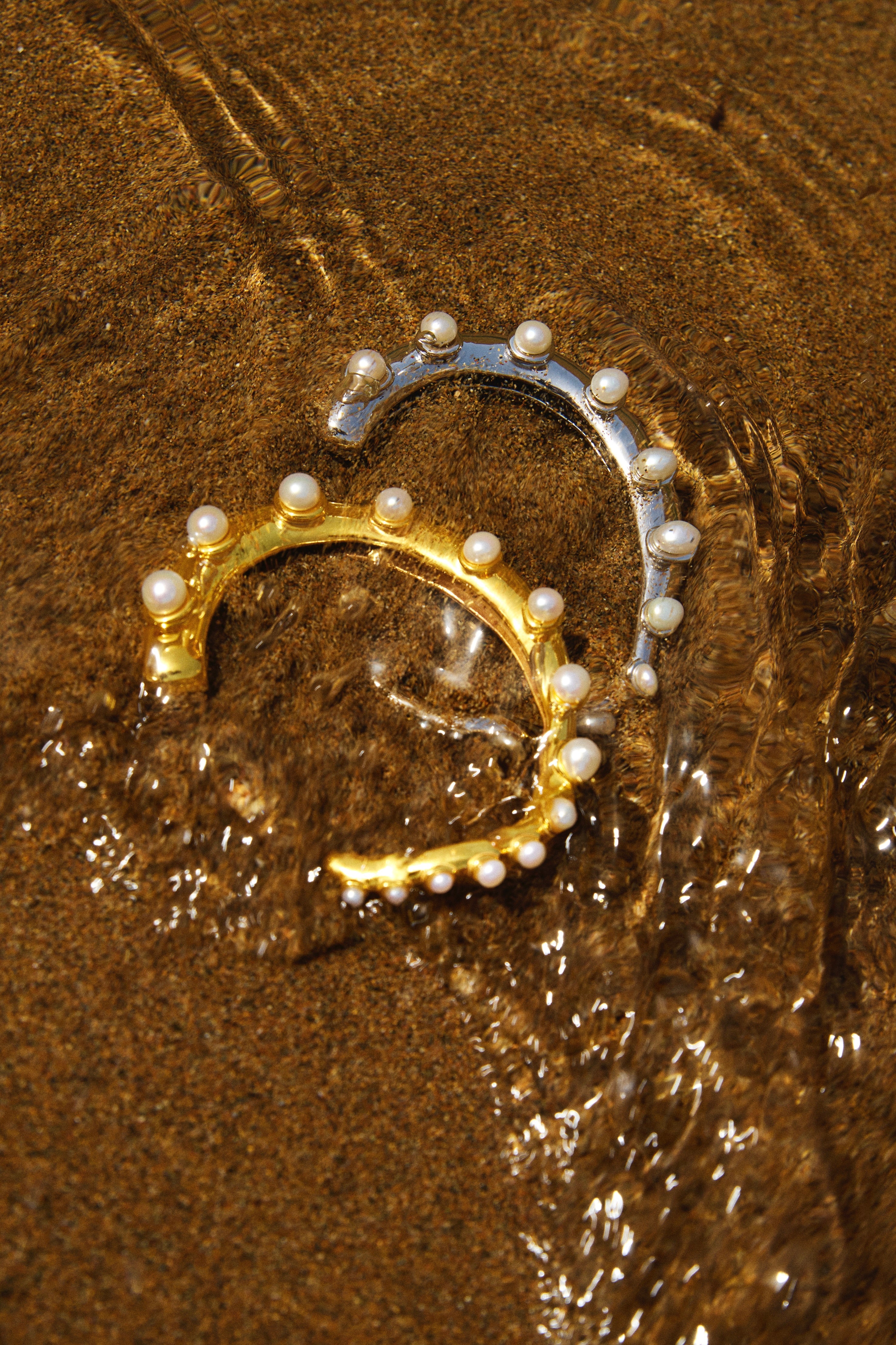 Feggeri-okto-cuff-pearl-gold-vermeil-statement-evening-bracelet-bangle-marine-mediterrean-jewellery