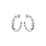 Okto Pearl Hoop Earrings Silver