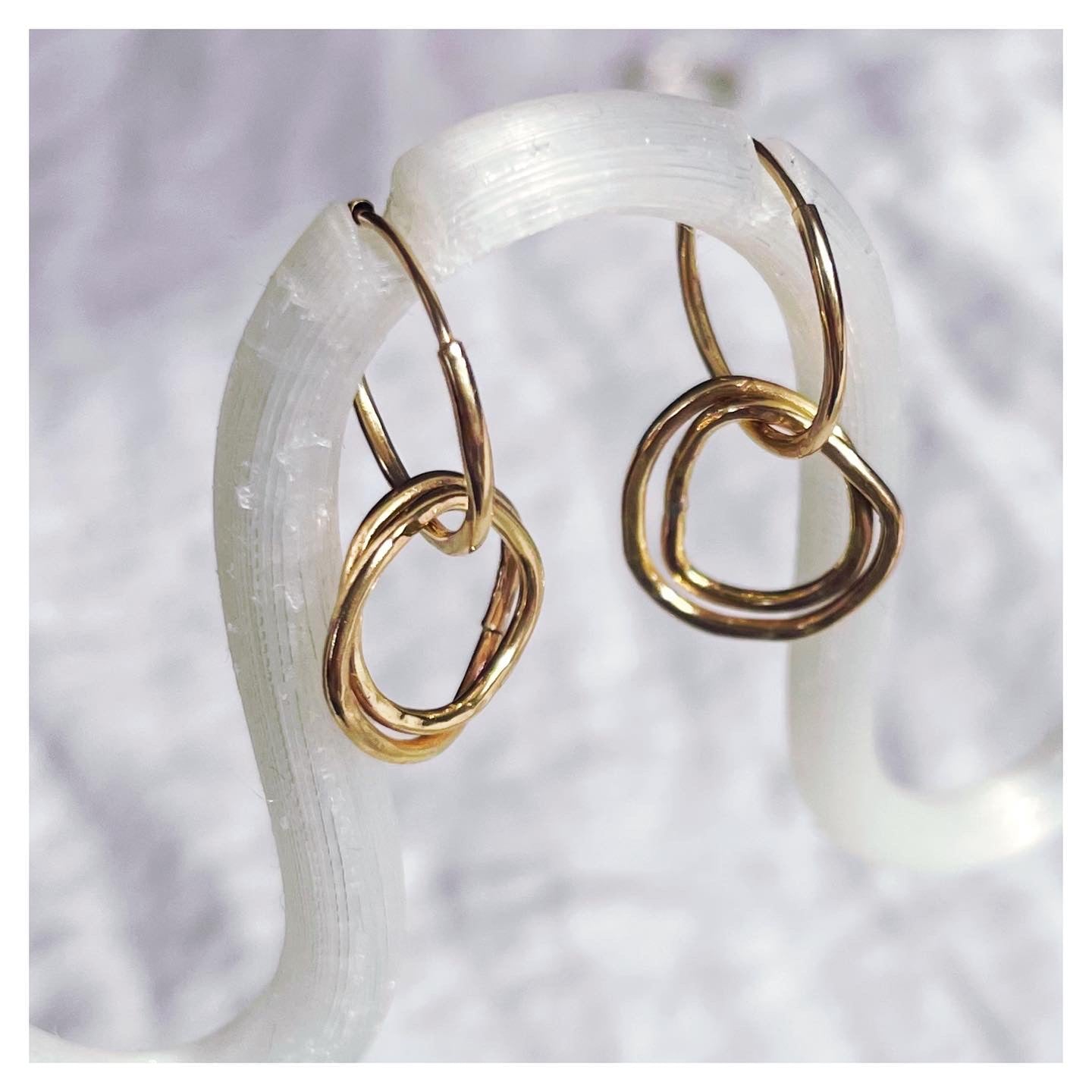 Frances-Kirk-Asymmetric-Knot-Drop-Hoops-Hoop-Loop-Dangle-90s-Boho-Hammered-Textured-Earrings-Gold-Filled-Sterling-Silver