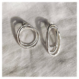 Frances-Kirk-Boho-Asymmetric-Knot-Drop-Studs-90s-Textured-Loop-Hoop-Odd-Earrings-Sterling-Silver-Gold-Filled