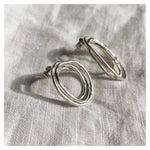 Frances-Kirk-Boho-Asymmetric-Knot-Drop-Studs-90s-Textured-Loop-Hoop-Odd-Earrings-Sterling-Silver-Gold-Filled