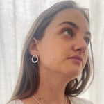 Frances-Kirk-Boho-Asymmetric-Knot-Drop-Studs-90s-Textured-Loop-Hoop-Odd-Earrings-Sterling-Silver-Gold-Filled