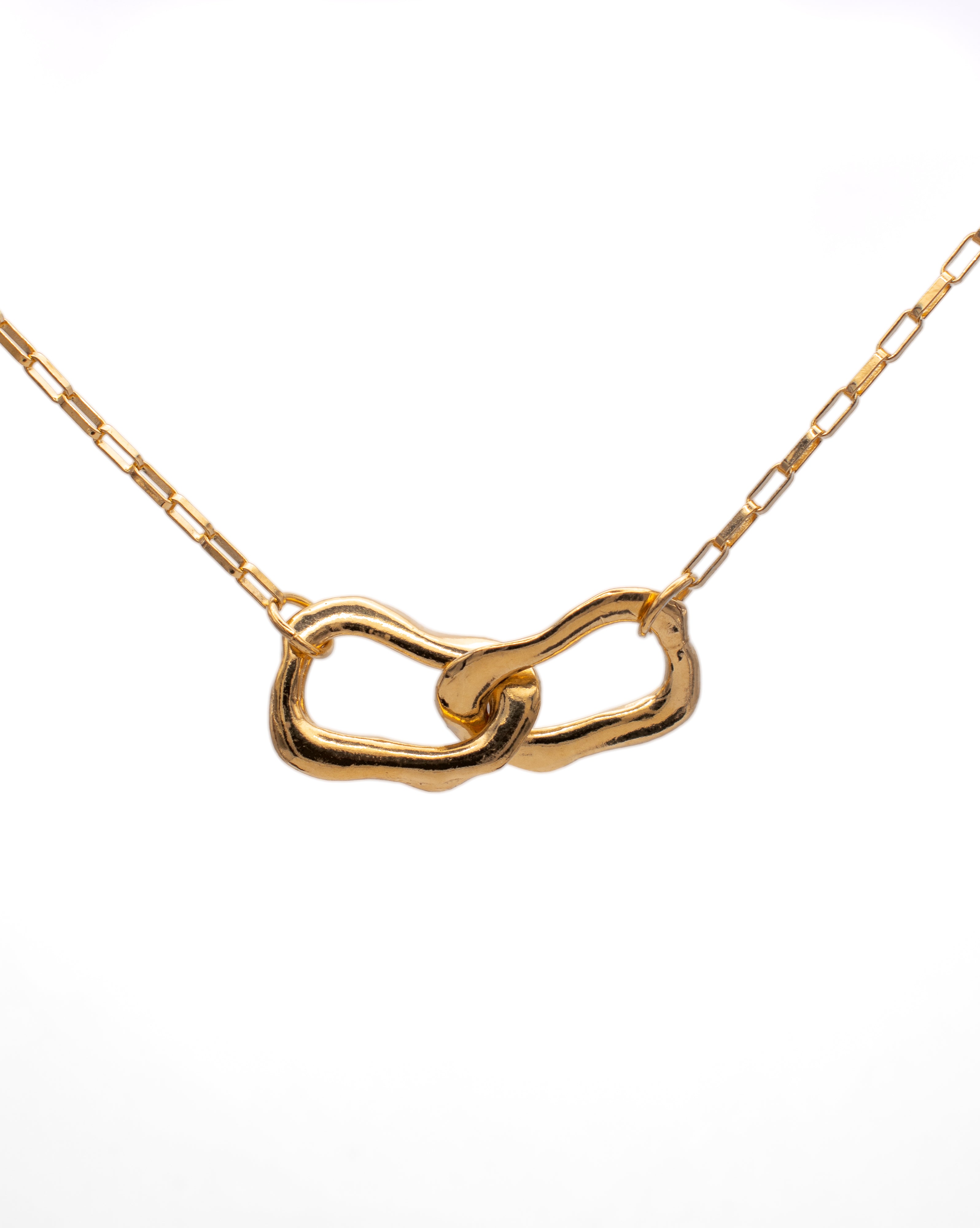 Frances-Kirk-Curve-Double-Link-Hoop-Loop-Oval-Interlocking-Pendant-Chunky-Rectangle-Chocker-Chain-Necklace-Gold-Vermeil-Sterling-Silver