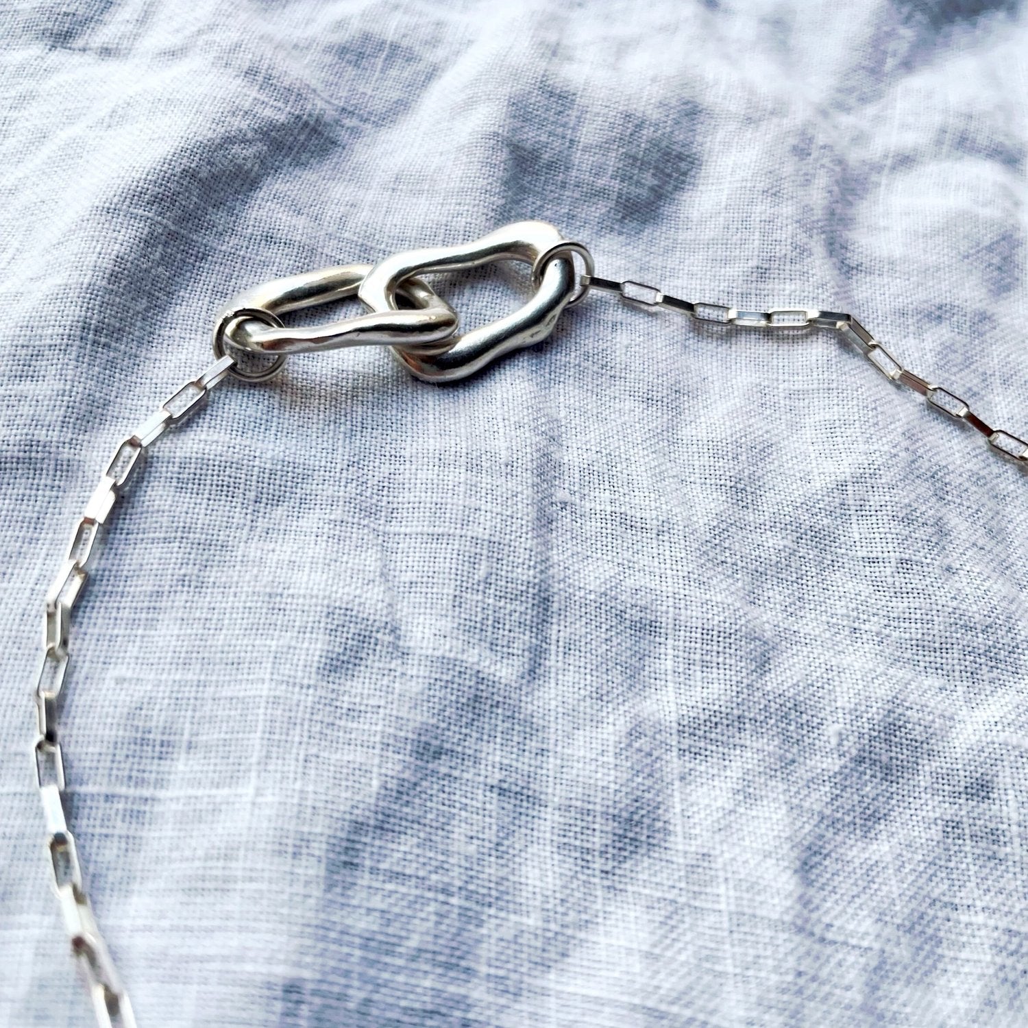 Frances-Kirk-Curve-Double-Link-Hoop-Loop-Oval-Interlocking-Pendant-Chunky-Rectangle-Chocker-Chain-Necklace-Gold-Vermeil-Sterling-Silver