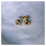 Frances-Kirk-Mini-Molten-Donut-Round-Curcle-Hoop-Studs-Earrings-Stud-Solid-Gold