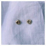 Frances-Kirk-Mini-Molten-Donut-Round-Curcle-Hoop-Studs-Earrings-Stud-Solid-Gold