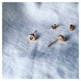 Frances-Kirk-Mini-Molten-Donut-Round-Curcle-Hoop-Studs-Earrings-Stud-Solid-Gold