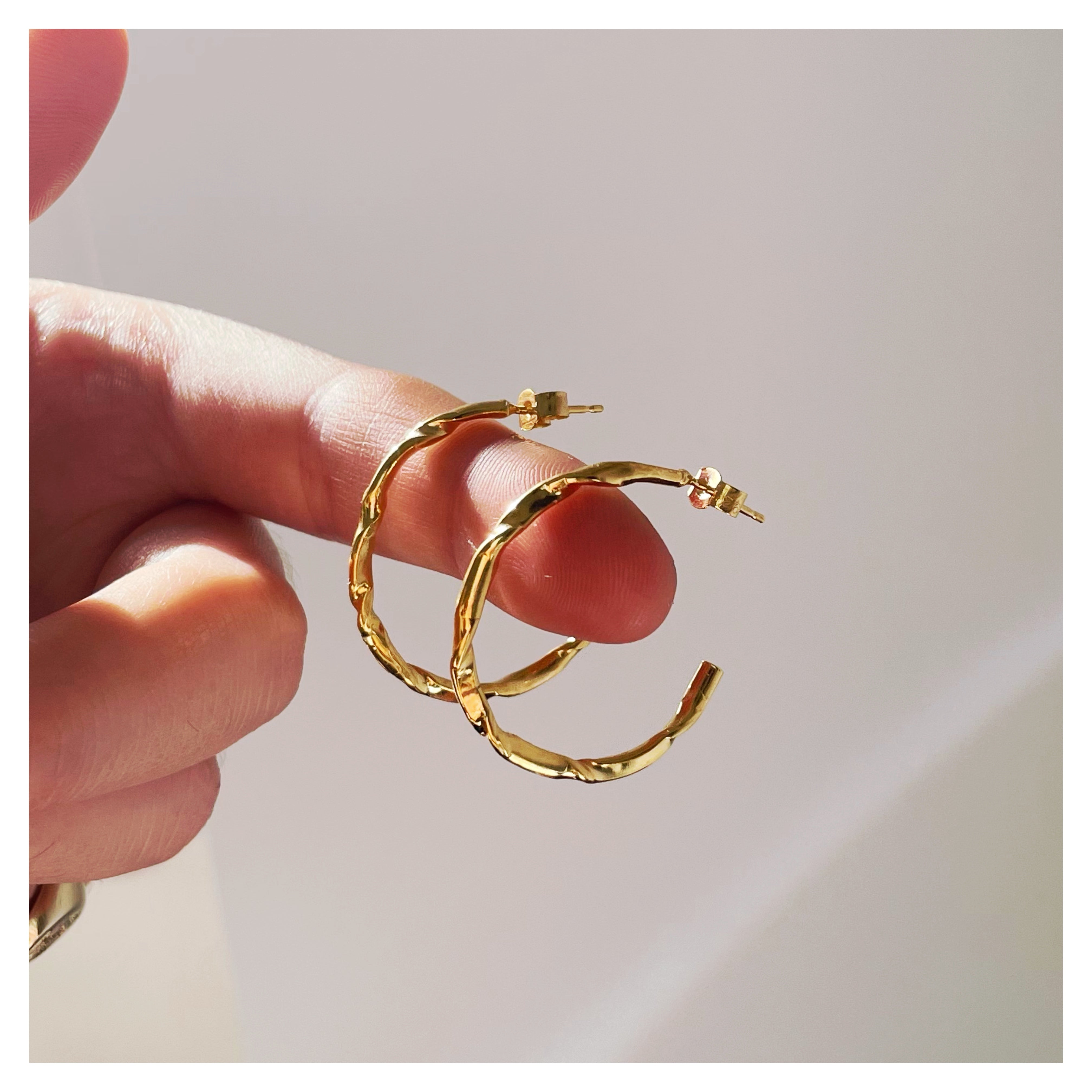 Frances-Kirk-Mini-Molten-Textured-Chunky-Gold-Vermeil-Sterling-Silver-Hoops-Hoop-Earrings-Everyday