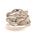 Frances-Kirk-Molten-stacking-rings-9-carat-gold-ring-set-textured-molten-bands-sterling-Silver