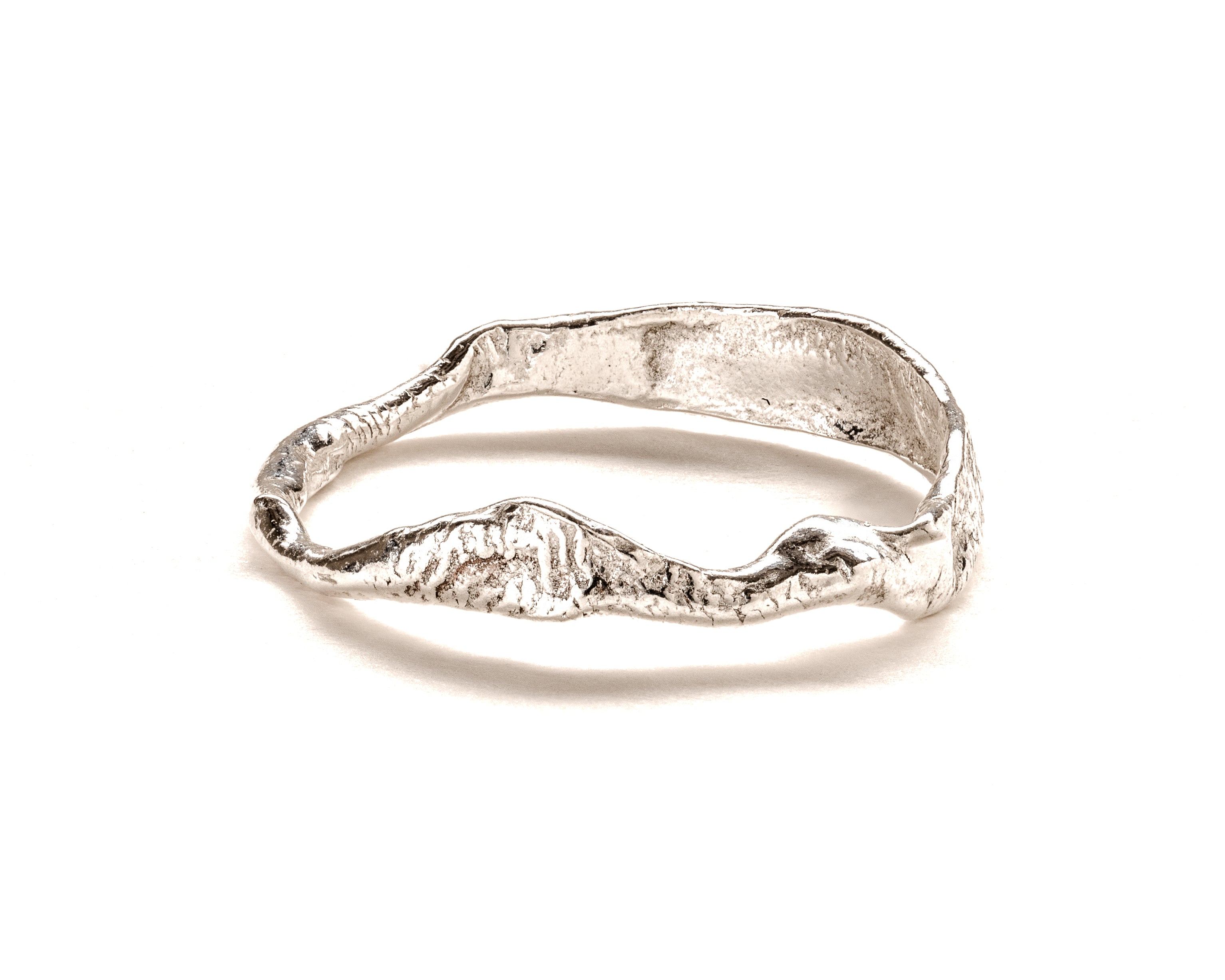 Frances-Kirk-Molten-stacking-rings-9-carat-gold-ring-set-textured-molten-bands-sterling-Silver