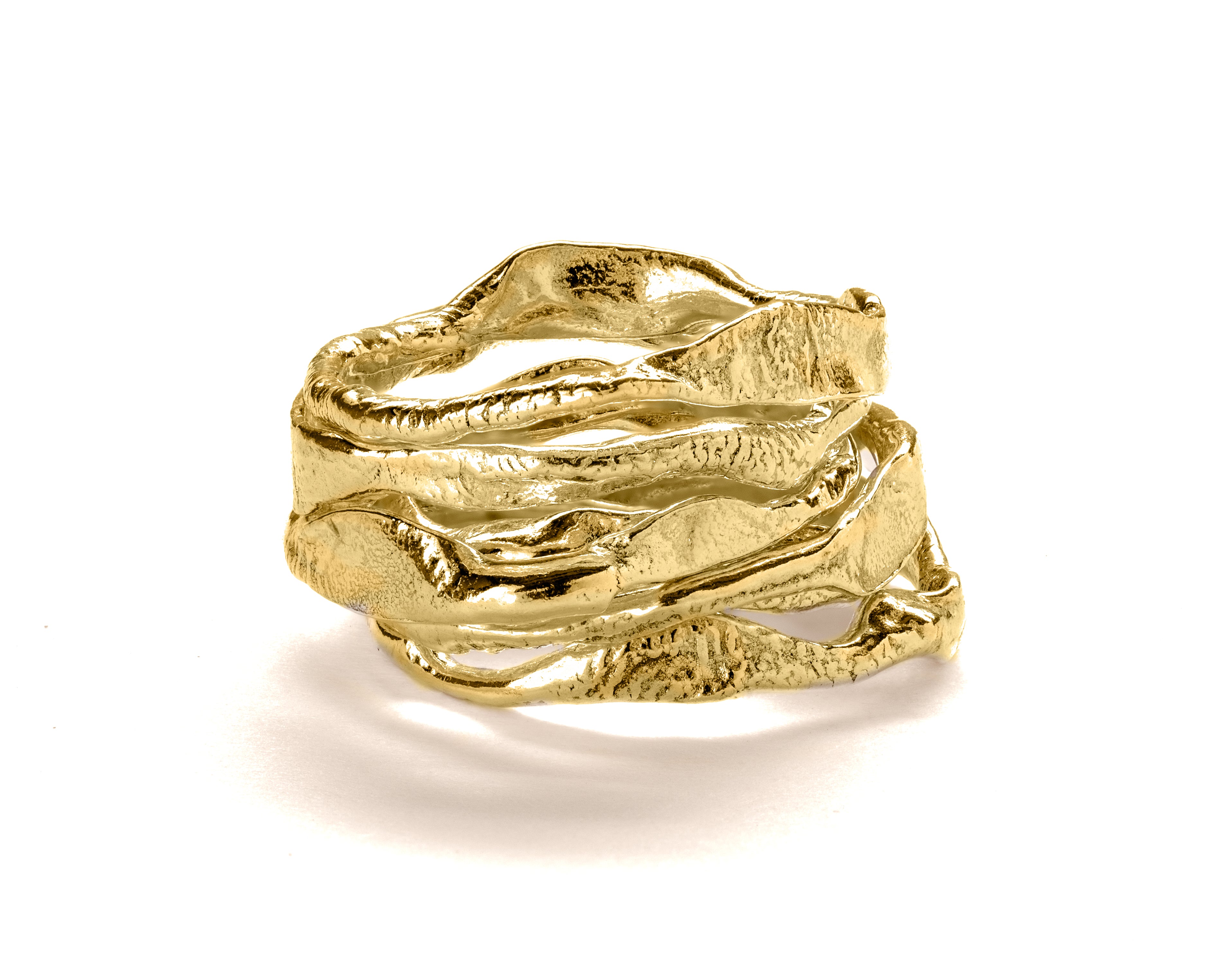 Frances-Kirk-Molten-stacking-rings-9-carat-gold-ring-set-textured-molten-bands