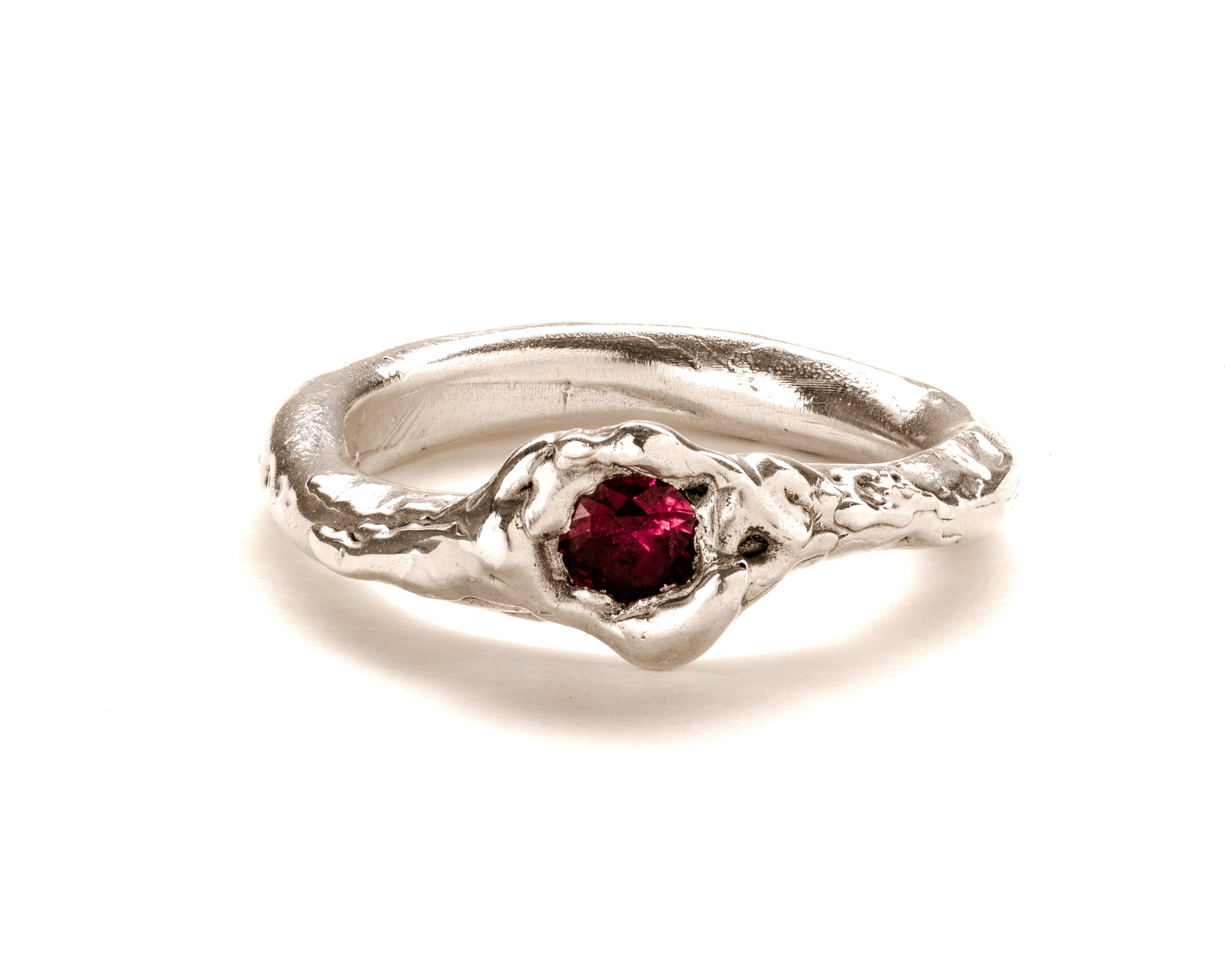 Frances-Kirk-One-Gemstone-Stacking-Molten-Textured-Unique-Band-Ring-Sapphire-Ruby-Diamond-Cubic-Zirconia-Sterling-Silver-Gold-Vermeil