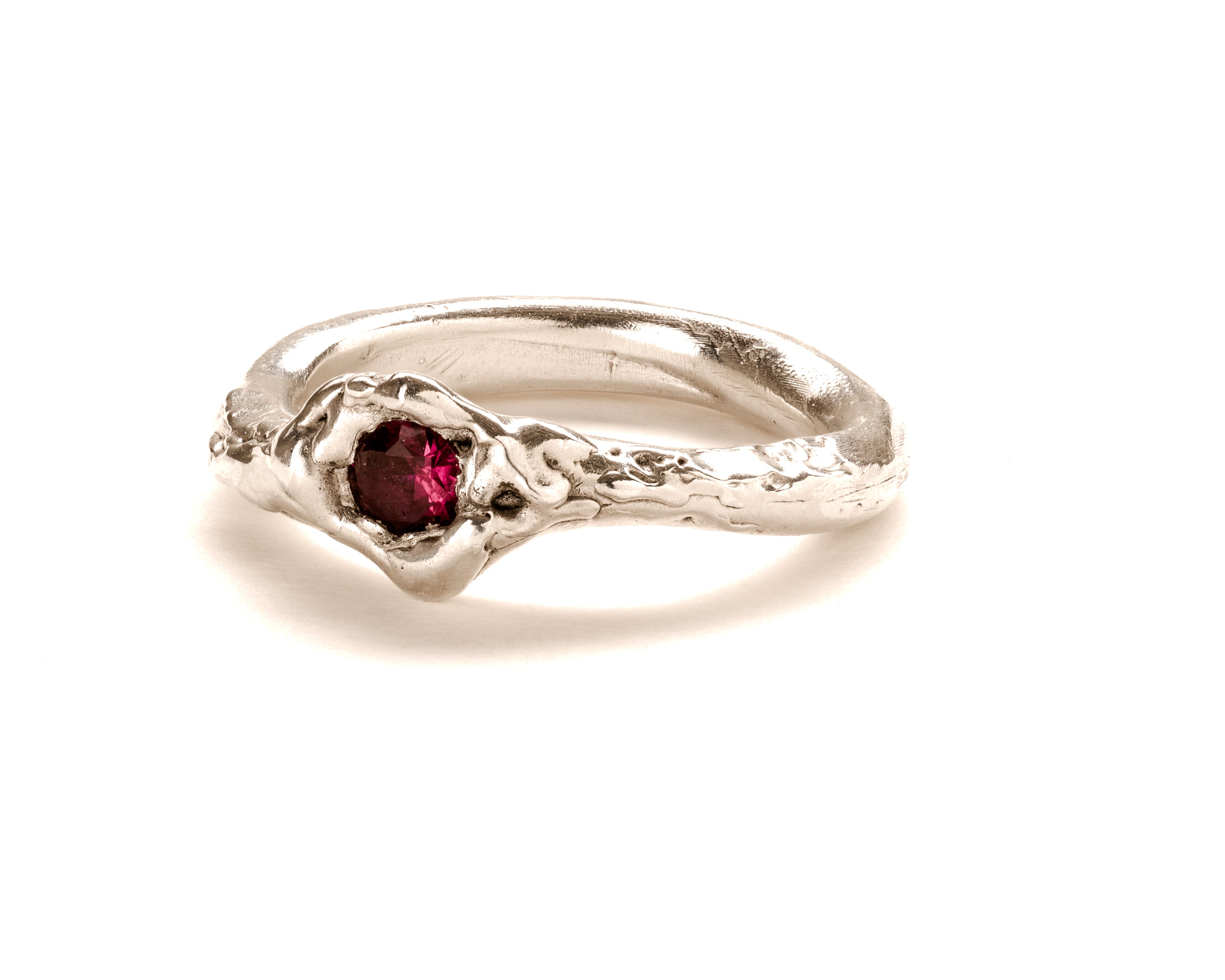 Frances-Kirk-One-Gemstone-Stacking-Molten-Textured-Unique-Band-Ring-Sapphire-Ruby-Diamond-Cubic-Zirconia-Sterling-Silver-Gold-Vermeil