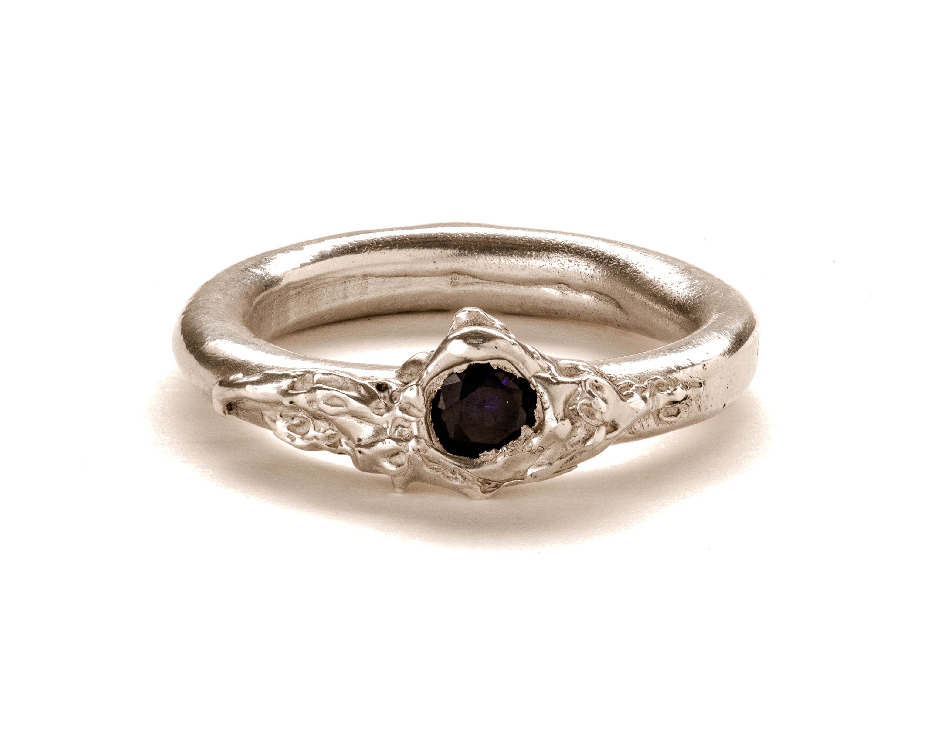 Frances-Kirk-One-Gemstone-Stacking-Molten-Textured-Unique-Band-Ring-Sapphire-Ruby-Diamond-Cubic-Zirconia-Sterling-Silver-Gold-Vermeil