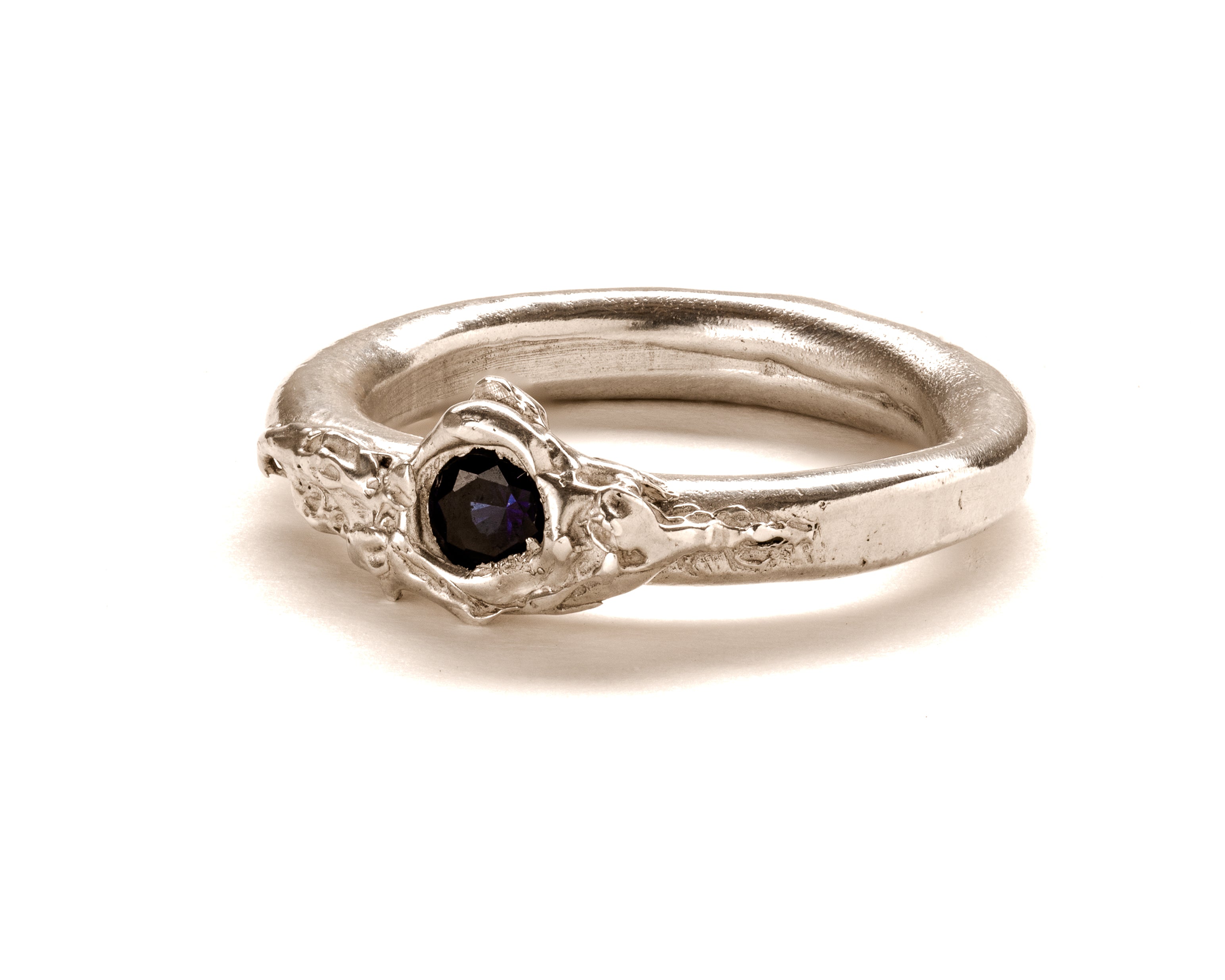 Frances-Kirk-One-Gemstone-Stacking-Molten-Textured-Unique-Band-Ring-Sapphire-Ruby-Diamond-Cubic-Zirconia-Sterling-Silver-Gold-Vermeil