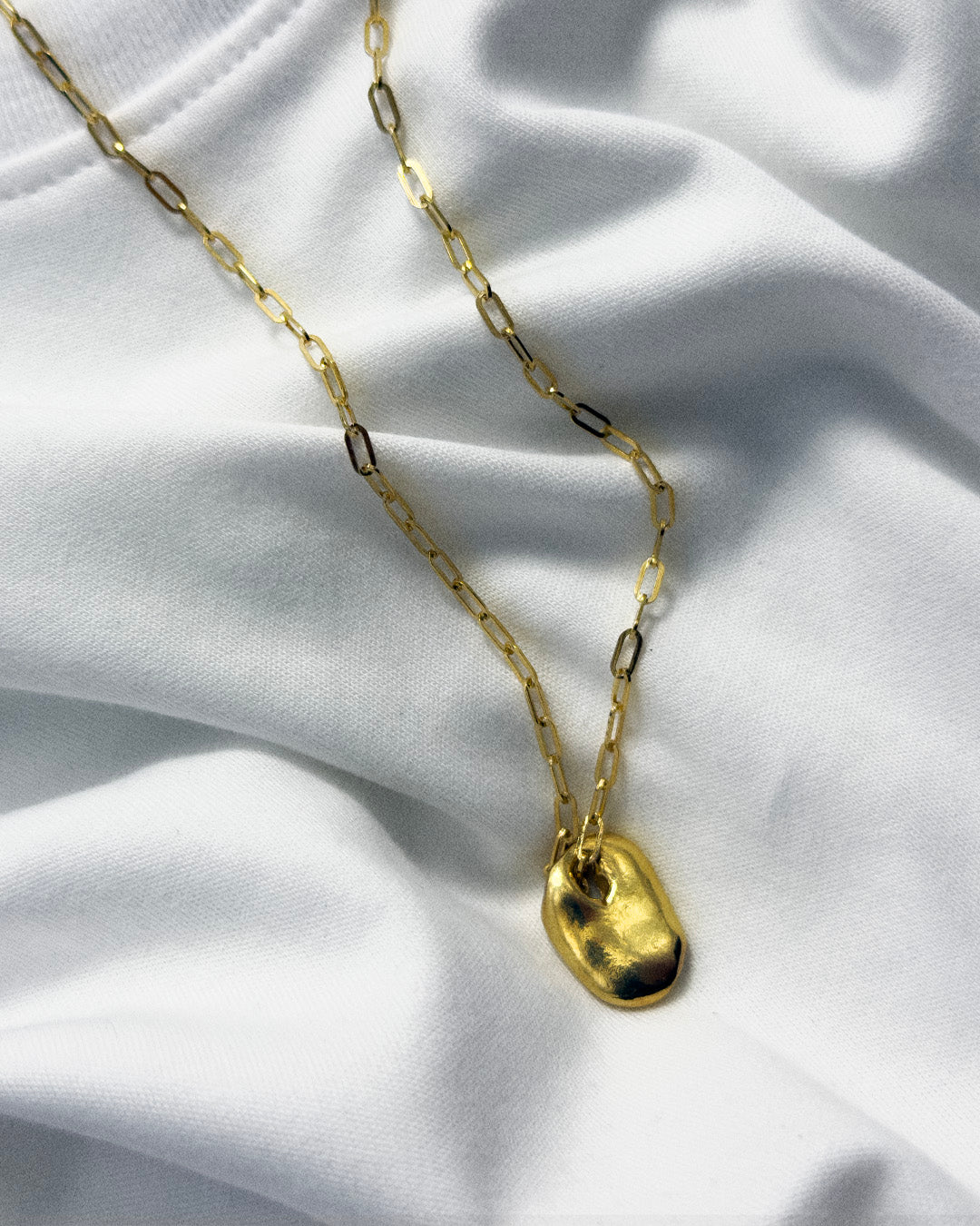 Frances-Kirk-Talisman-Pendant-Necklace-Gold-Vermeil-Sterling-Silver-Chunky-Chain-Textured-Oval-Hoop-Disc