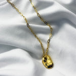 Frances-Kirk-Talisman-Pendant-Necklace-Gold-Vermeil-Sterling-Silver-Chunky-Chain-Textured-Oval-Hoop-Disc