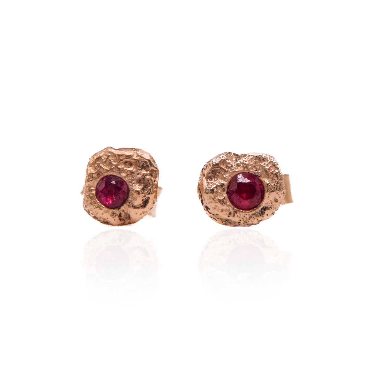 Frances-Kirk-Theia-Studs-9ct-Carat-Gold-Ruby-Gemstone-Stone-Textured-Stud-Earrings