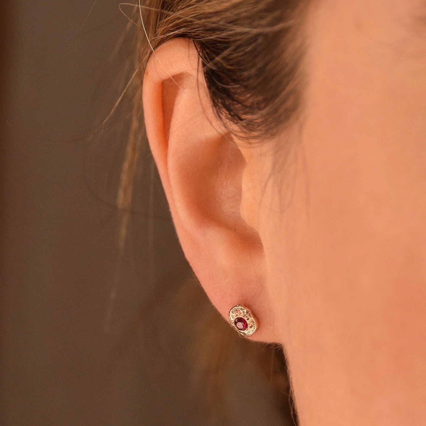 Frances-Kirk-Theia-Studs-9ct-Carat-Gold-Ruby-Gemstone-Stone-Textured-Stud-Earrings