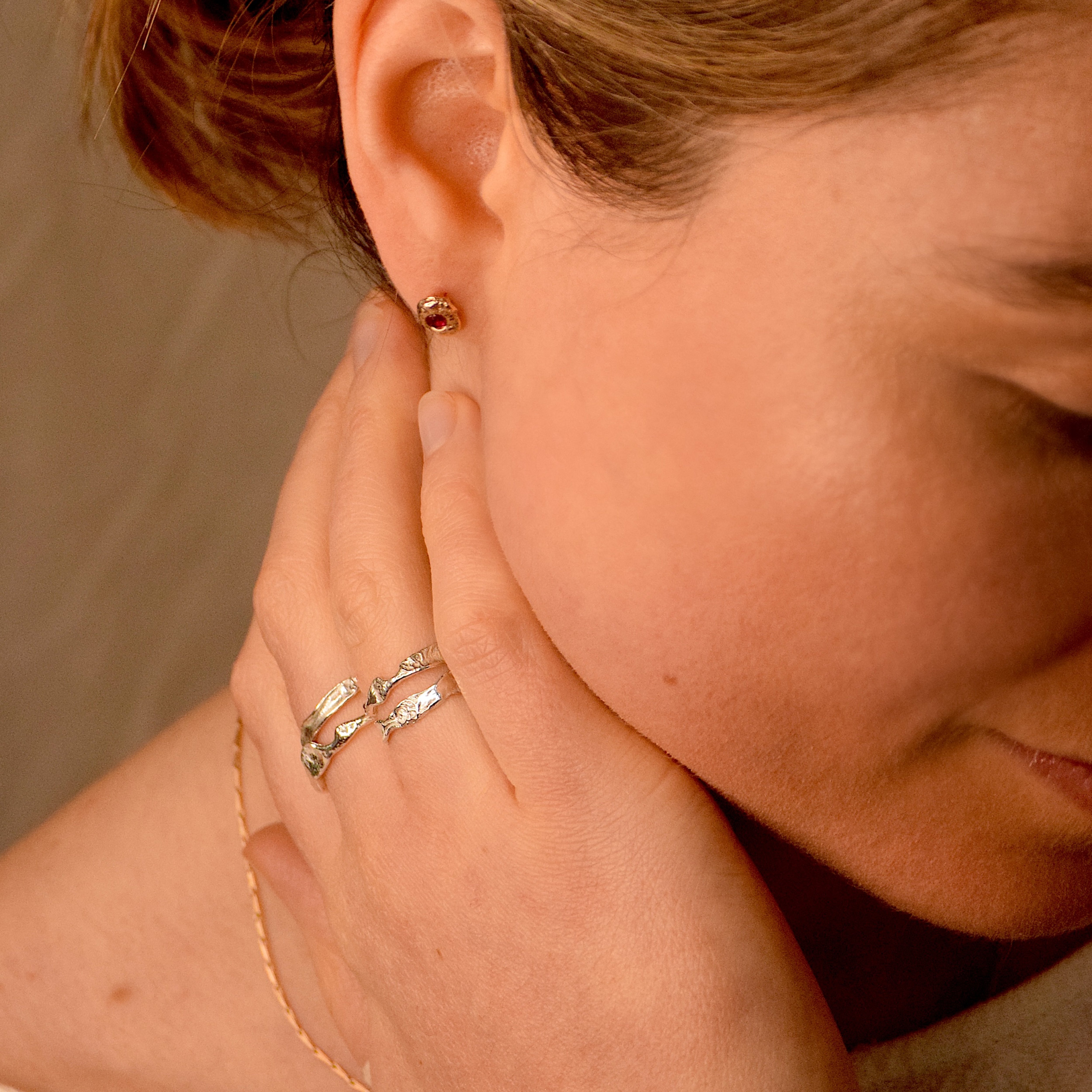 Frances-Kirk-Theia-Studs-9ct-Carat-Gold-Ruby-Gemstone-Stone-Textured-Stud-Earrings