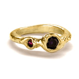 Frances-Kirk-Two-Gemstone-Molten-Textured-Ring-Sterling-Silver-9-Carat-Gold-18-Carat-Gold-Vermeil-embellished-gemstone-Lab-sapphire-Lab-Ruby-Lab-Alexandrite-Cubic-Zirconia-Diamond-Textured-Band-Stacking-Meaning-Rings