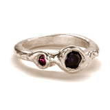 Frances-Kirk-Two-Gemstone-Molten-Textured-Ring-Sterling-Silver-9-Carat-Gold-18-Carat-Gold-Vermeil-embellished-gemstone-Lab-sapphire-Lab-Ruby-Lab-Alexandrite-Cubic-Zirconia-Diamond-Textured 