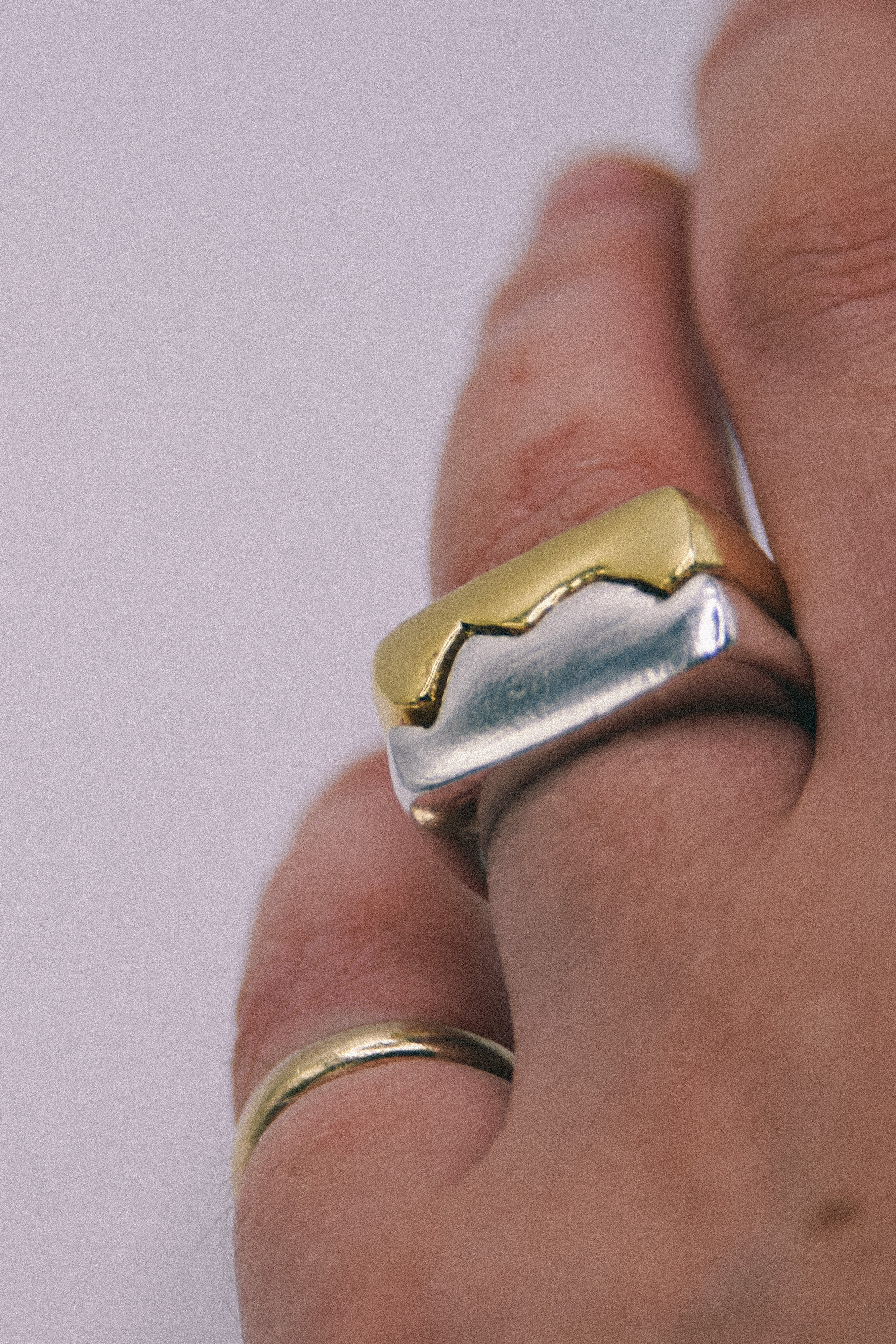 Frances-Kirk-Two-Halves-of-a-Whole-Duo-Double-Stacking-Signet-Mixed-Metal-Ring-set-Rings-Pair-Interlocking-Sterling-Slver-Gold-Vermeil-Unique-Personalised-Jewellery