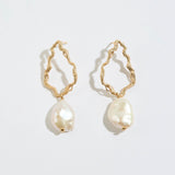 Gold Pearl Branch Drop Earrings