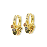Pastel Stone Drop Hoop Earrings Gold