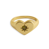Peridot Heart Signet Ring