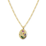 Kaleidoscope Gemstone Rainbow Necklace Gold