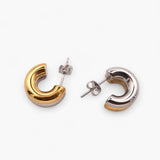 Gold and Silver Double Tone Small Hoops