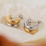 Gold and Silver Double Tone Small Hoops