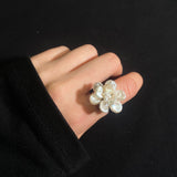 Small White 3D Keshi Pearl Flower Ring №49