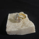 Mini White Keshi Pearl Flower Ring №46