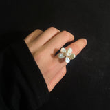 Mini White Keshi Pearl Flower Ring №46