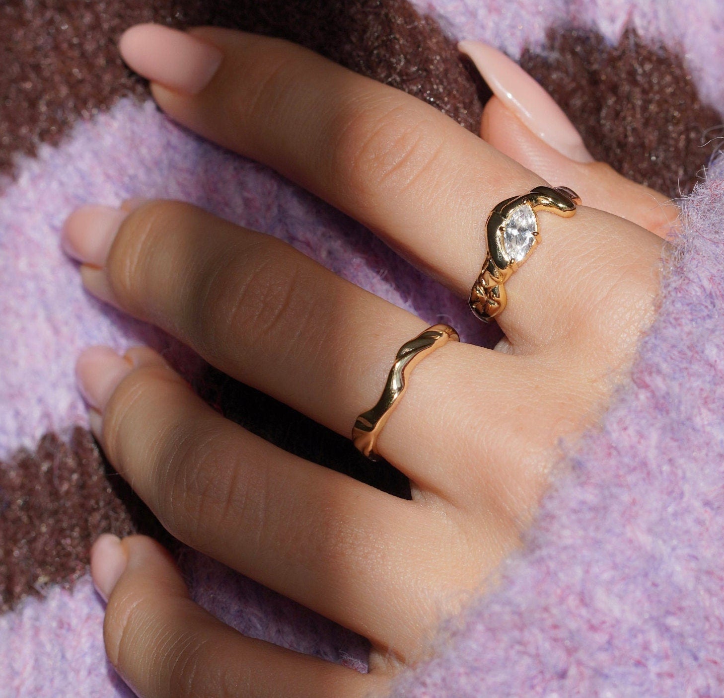 Junk-Jewels-Daphne-textured-band-stacking-ring-gold-vermeil