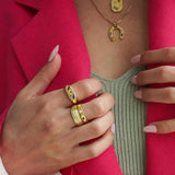 Junk-Jewels-Cigar-Band-Minimal-Ribbed-Layered-Chunky-Statement-Ring-Gold-Silver