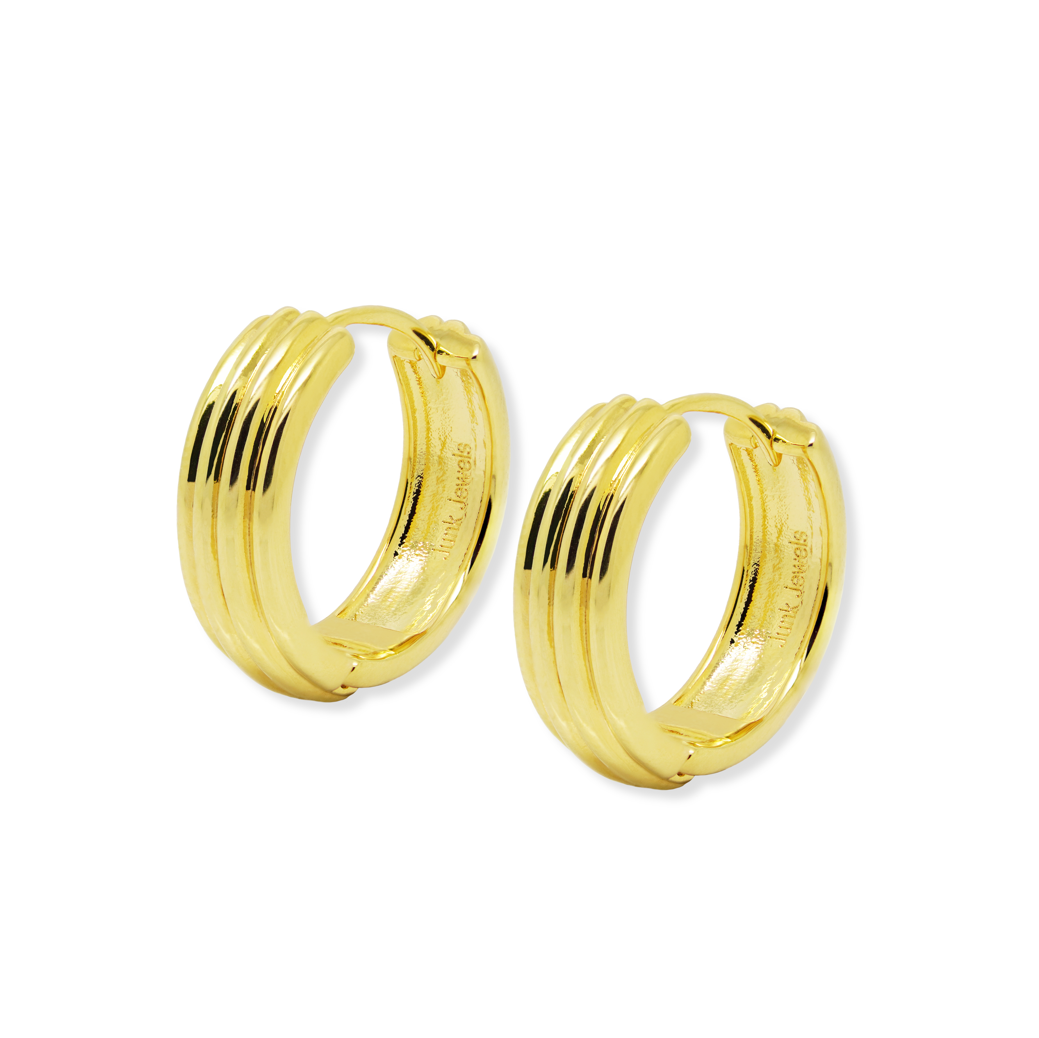 Junk-Jewels-Cigar-Ribbed-Band-Chunky-Hoop-Hoops-Earrings-Gold-Silver-Textured