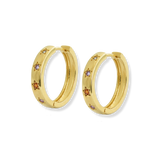 Junk-Jewels-Disco-Multi-Rainbow-Gemstone-Stone-Star-Hoop-Hoops-Earrings-Gold-Silver