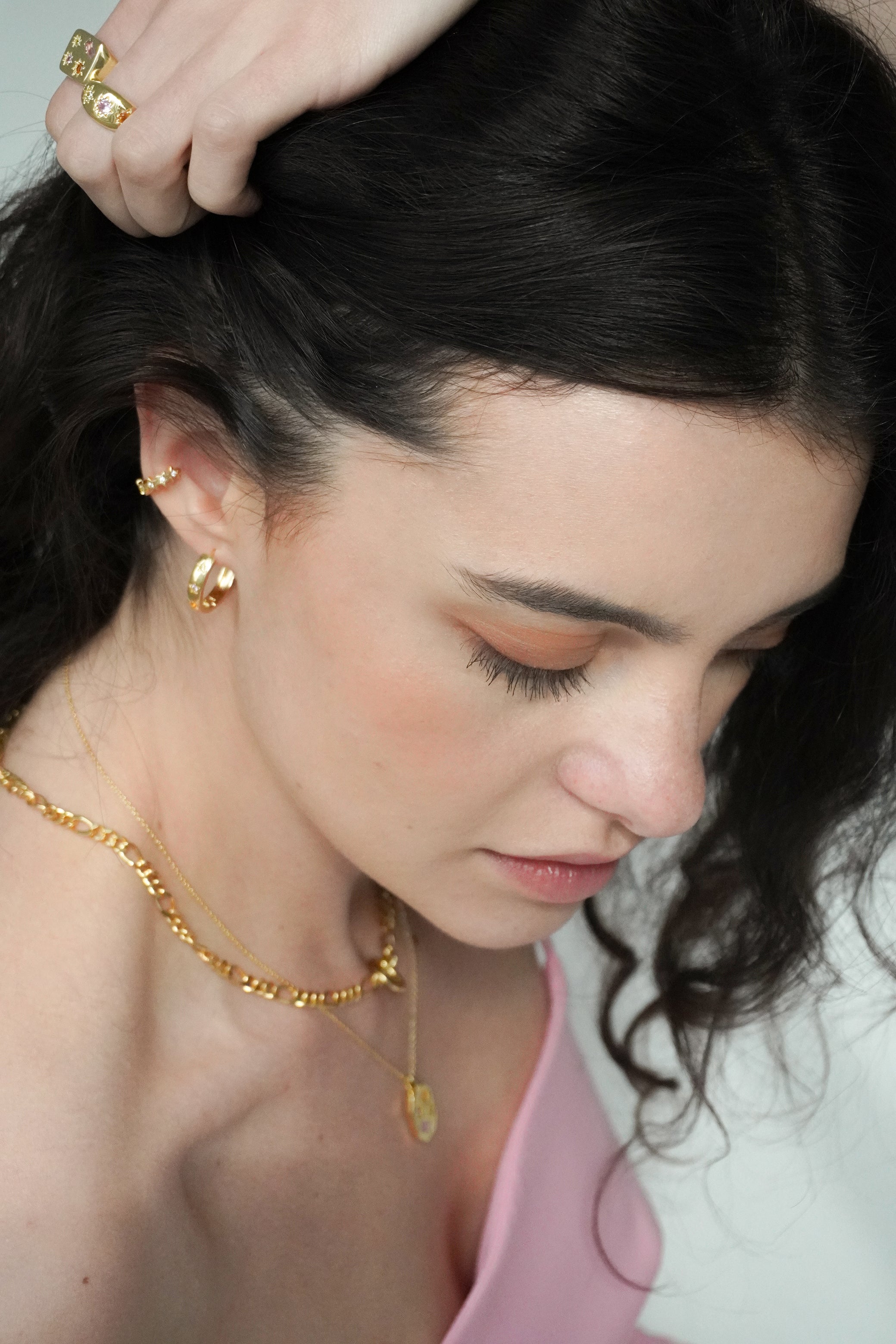 Junk-Jewels-Disco-Multi-Rainbow-Gemstone-Stone-Star-Hoop-Hoops-Earrings-Gold-Silver