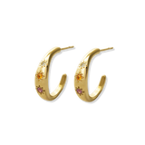 Junk-Jewels-Kaleidoscope-Disco-Gemstone-Star-Chunky-Hoop-Earrings-Gold