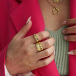 Junk-Jewels-Kaleidoscope-Gemstone-Colourful-Chunky-Signet-Ring-Gold