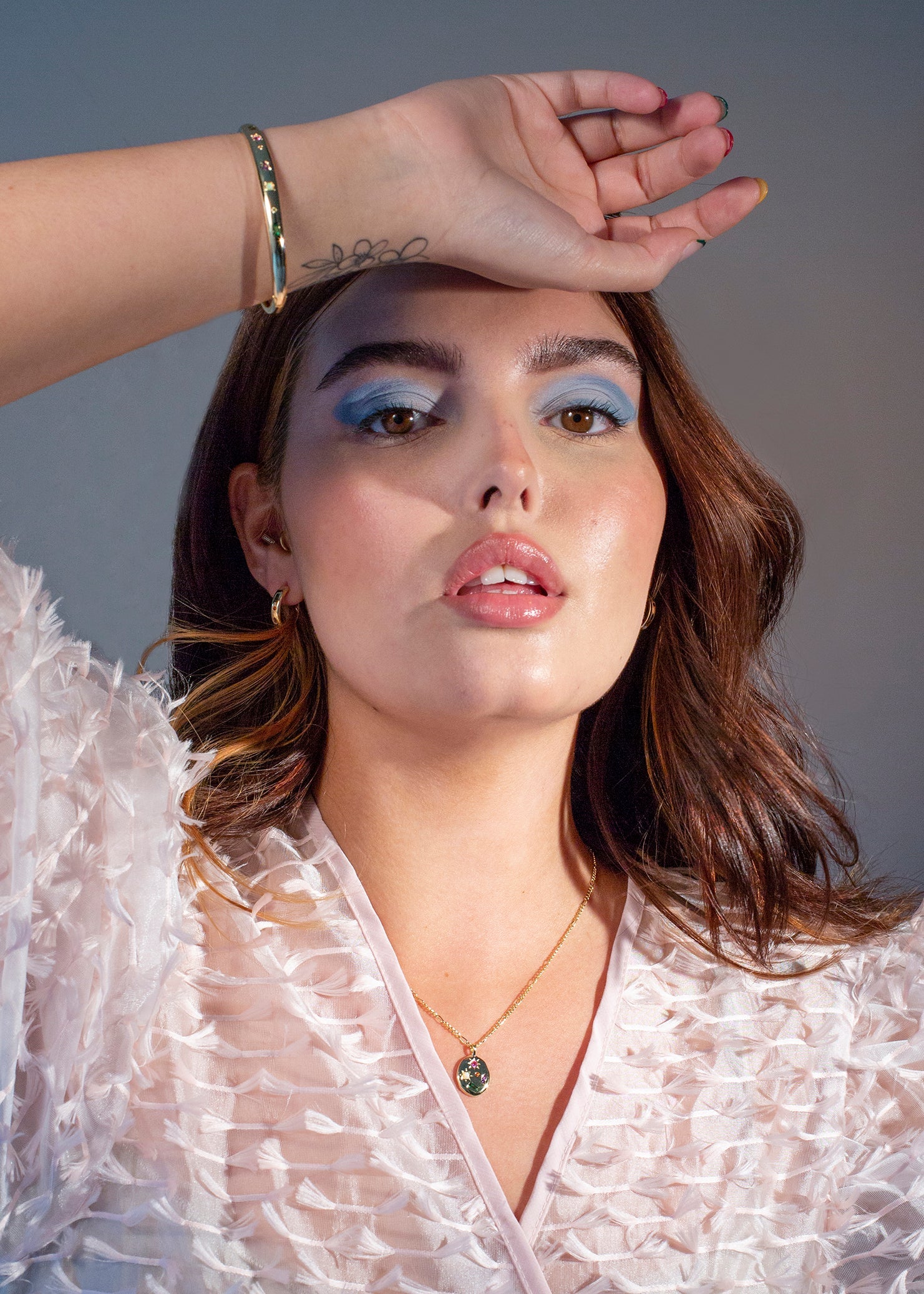 Junk-Jewels-Kaleidoscope-Multi-Coloured-Rainbow-Gemstone-Bangle-Bracelet-sleek-Gold