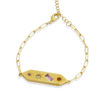 Junk-Jewels-Kaleidoscope-Rainbow-Stone-Multi-Disco-Chain-bar-pendant-Bracelet-coloured-gemstone-gold