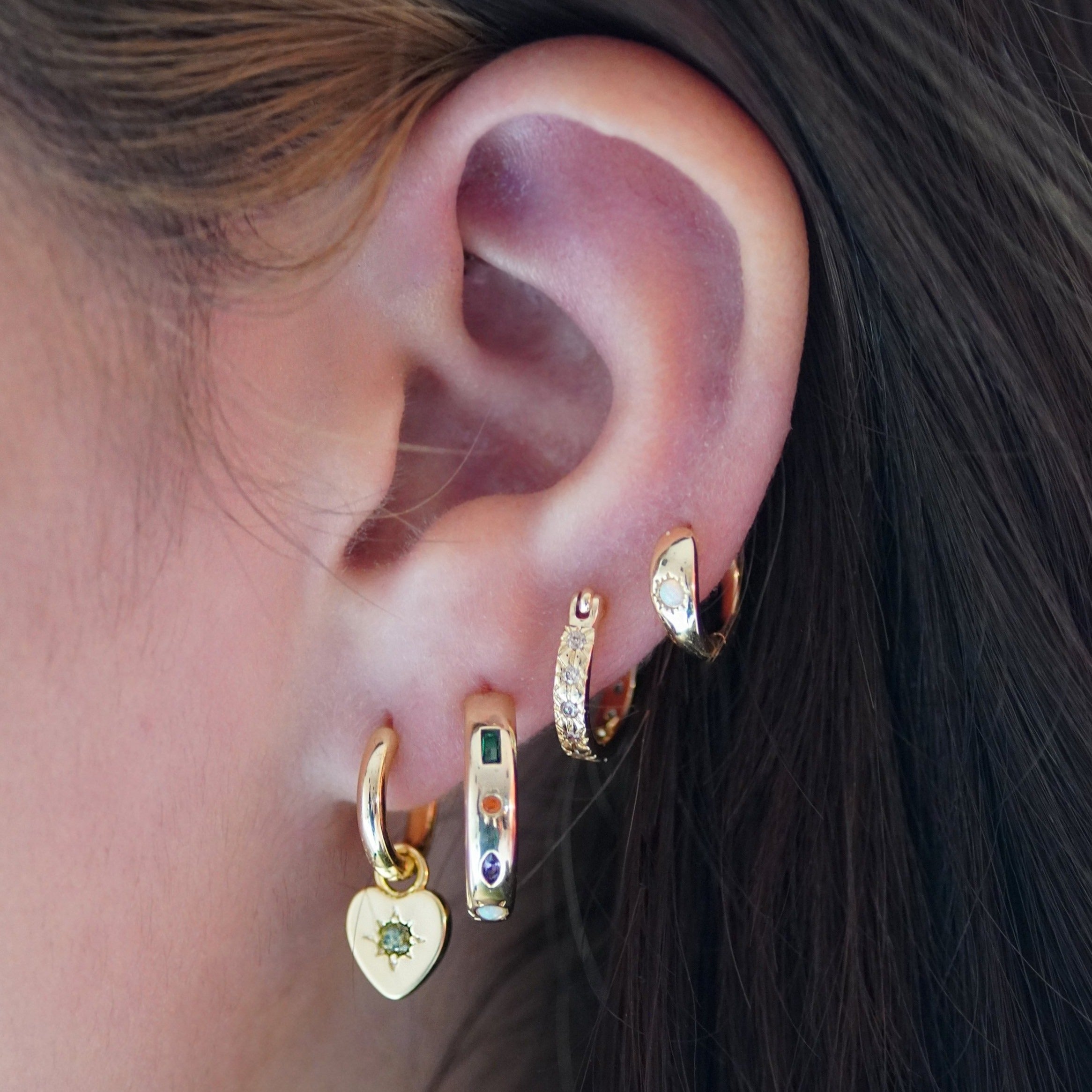 Junk-Jewels-Kaleidoscope -Multicoloured-Stone-gemstone-Hoop-Earrings-Hoops-Gold
